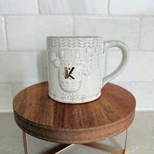 Anthropologie Snowcap Reactive-Glazed Monogram Mug with Letter K 13 oz